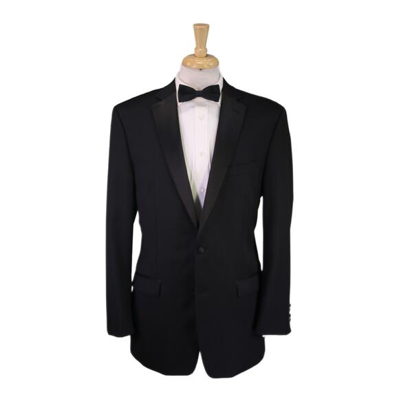 Calvin Klein Black Formal Tuxedo 2-Btn Wool Modern Fit Suit 42L - Picture 1 of 10